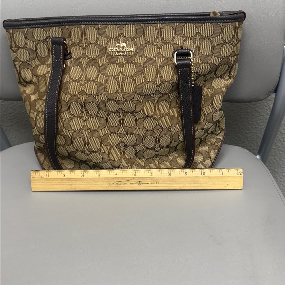 Coach Tan and Brown Signature Tote - Picture 11 of 12